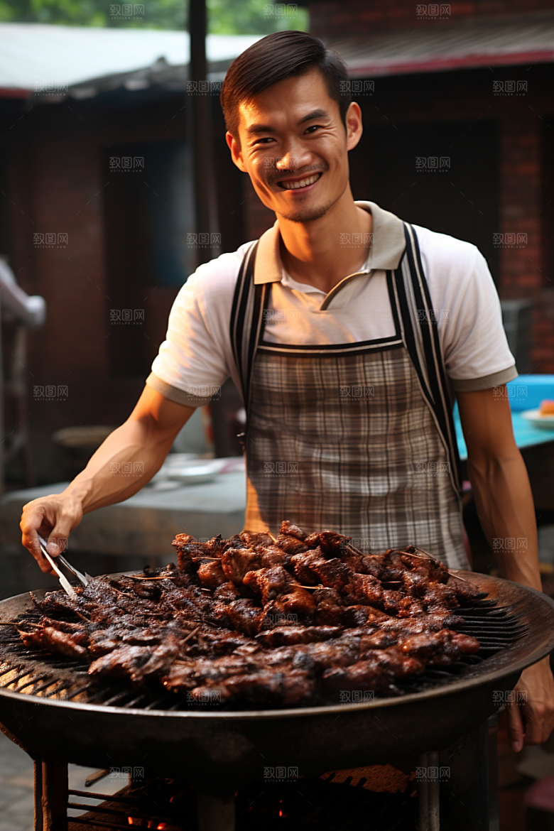 BBQ烧烤肉串肉食摄影图