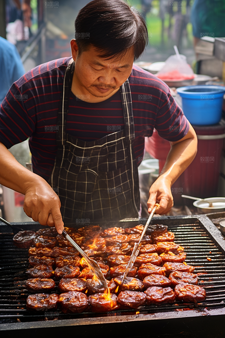 BBQ烧烤聚餐肉串摄影图