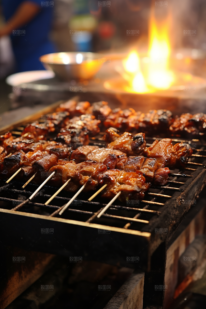 BBQ烧烤烤串火热摄影图