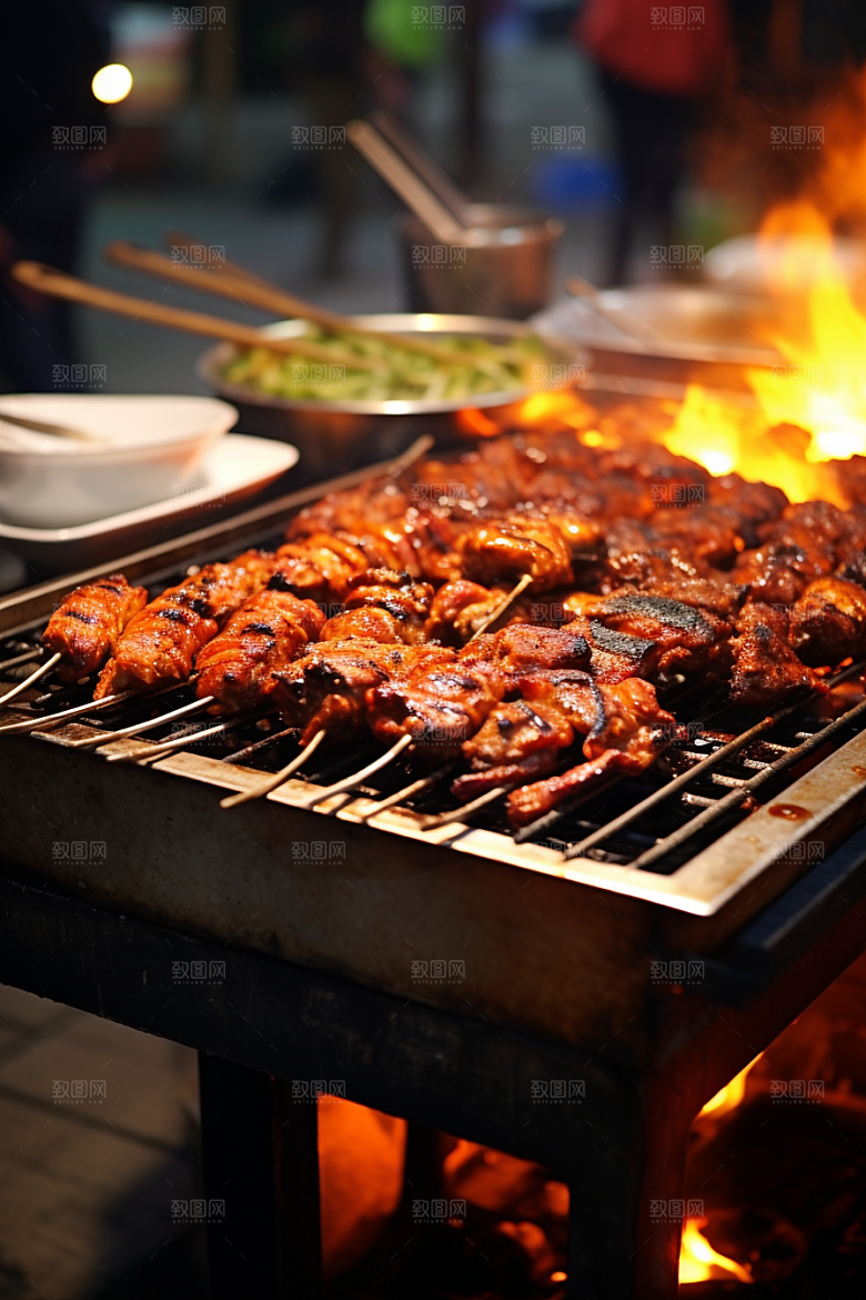 BBQ烧烤肉串高清摄影图