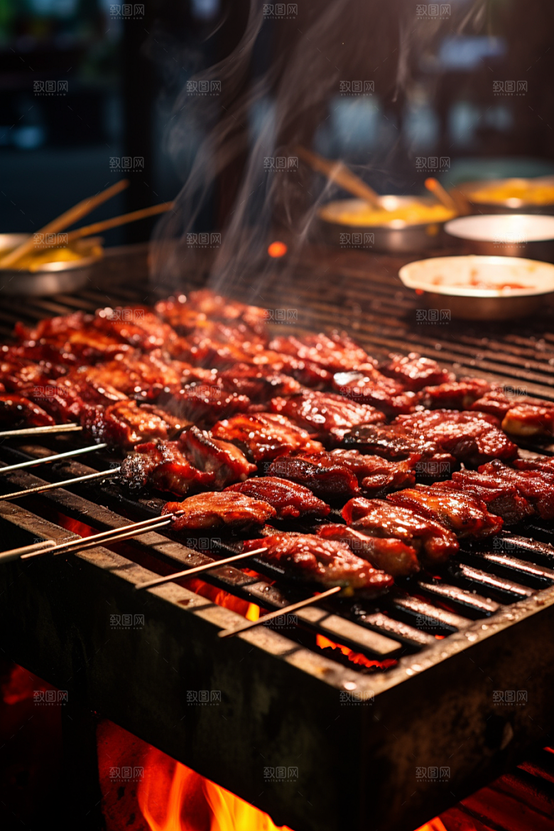BBQ烧烤美味火热摄影图