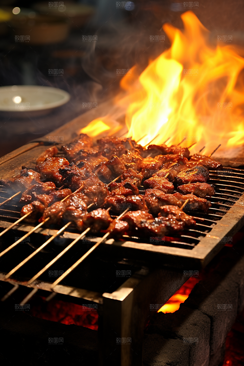 BBQ烧烤肉食聚餐摄影图