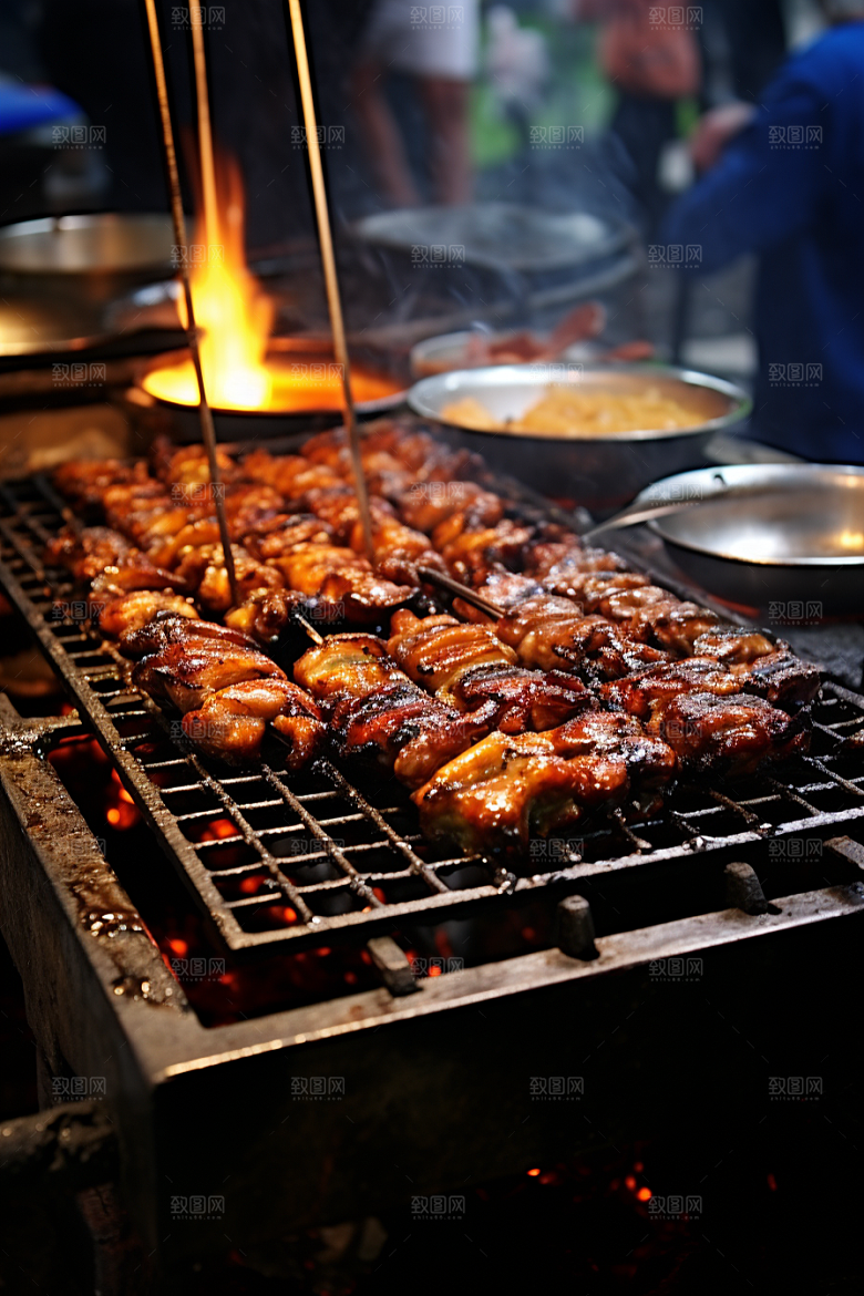 BBQ烧烤美食火热摄影图