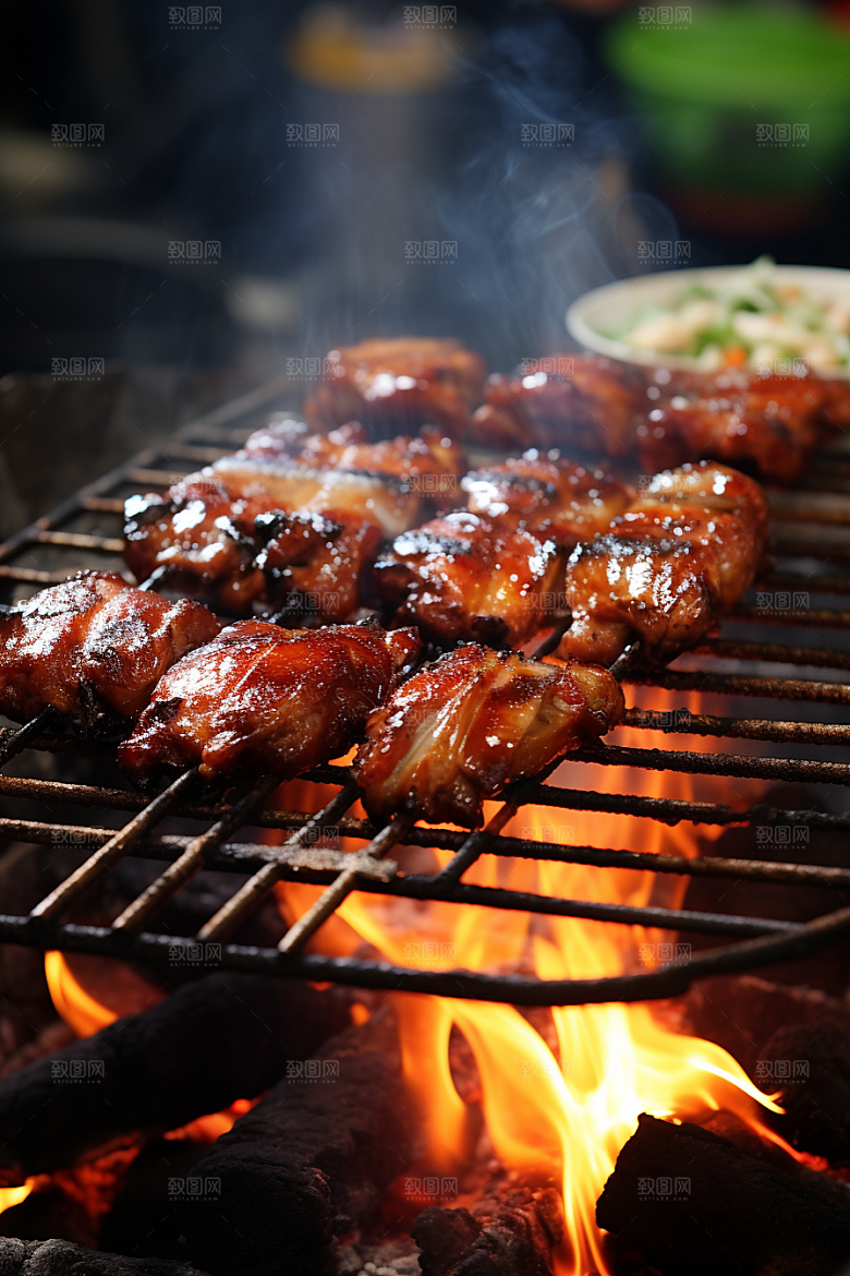 BBQ烧烤聚餐肉食摄影图