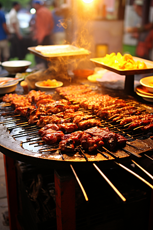BBQ烧烤聚餐肉类摄影图