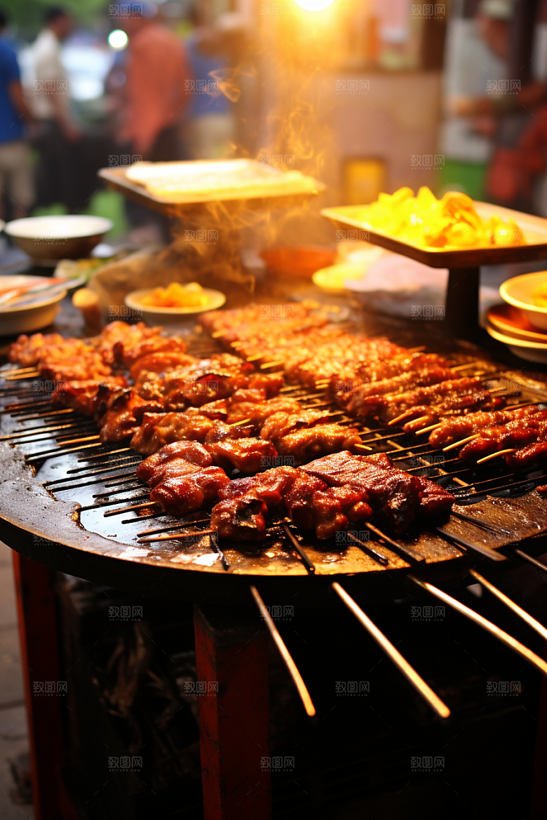 BBQ烧烤聚餐肉类摄影图