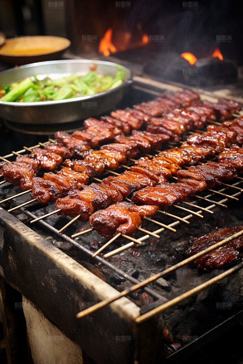 BBQ烧烤美味火辣摄影图