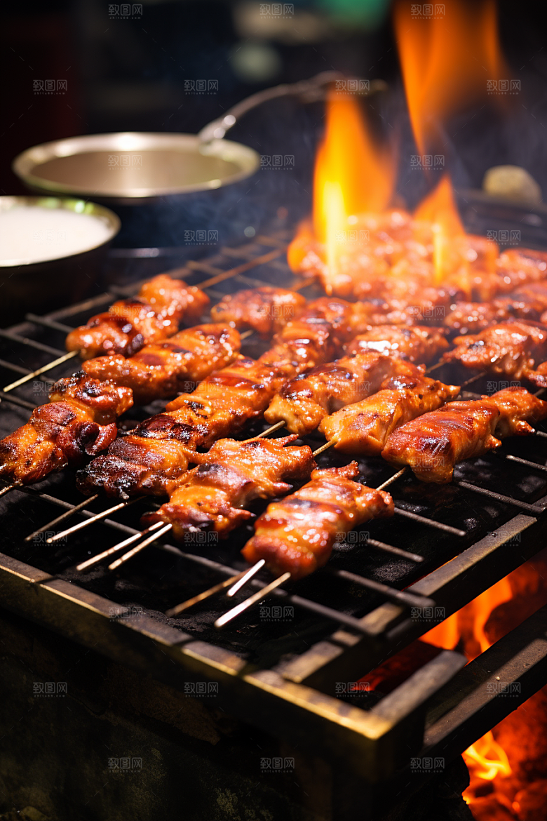 BBQ烧烤聚会肉串摄影图