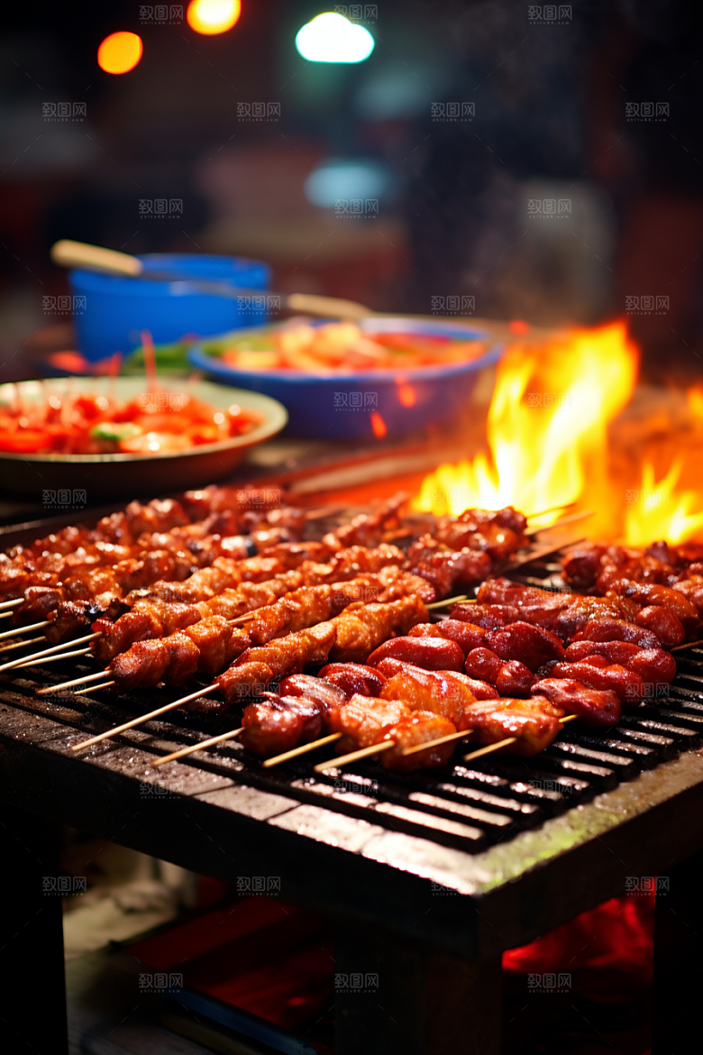 BBQ烧烤肉串广告摄影图