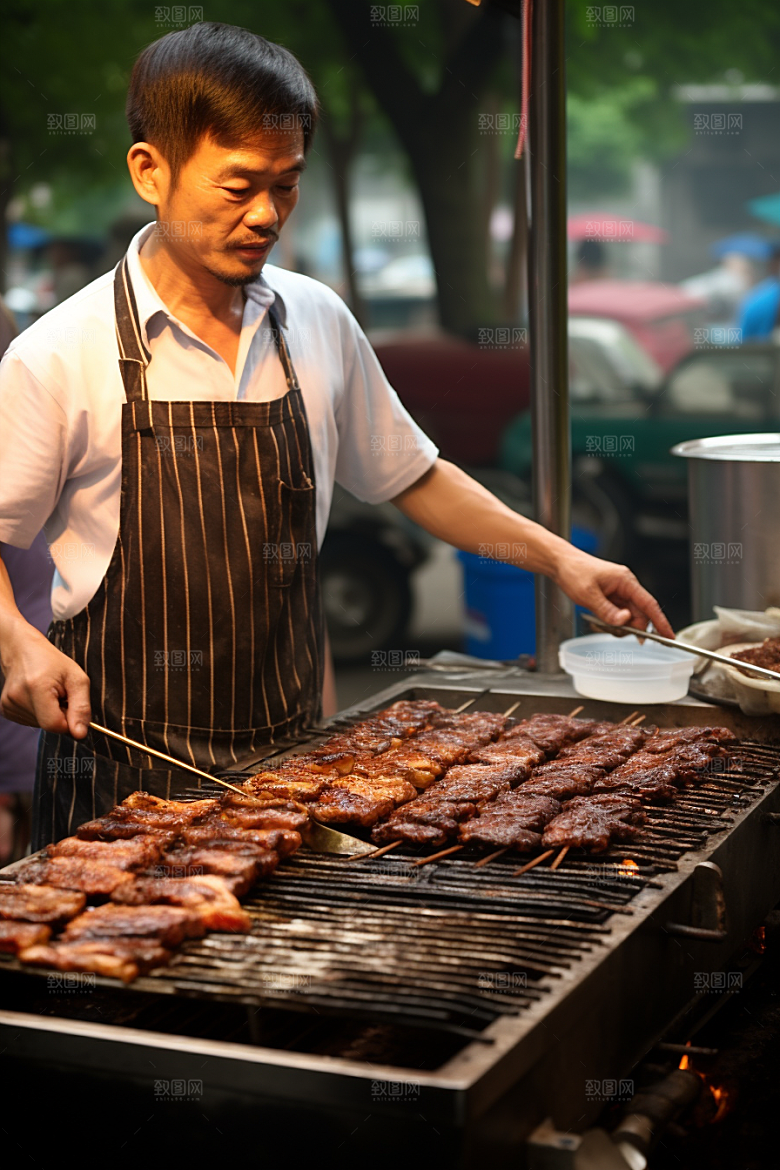 BBQ烧烤火辣肉类摄影图