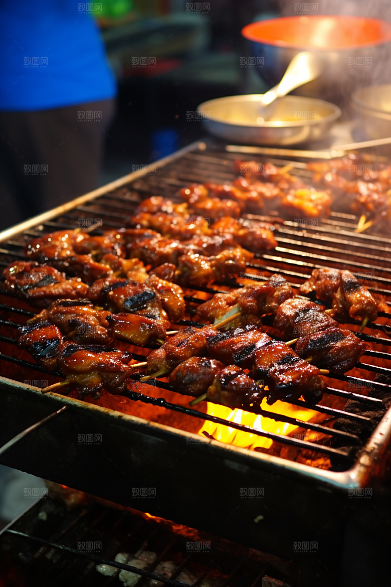 BBQ烧烤火辣美食摄影图