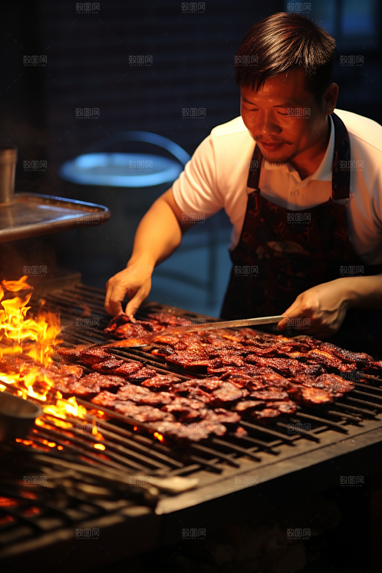 BBQ烧烤肉类聚餐摄影图