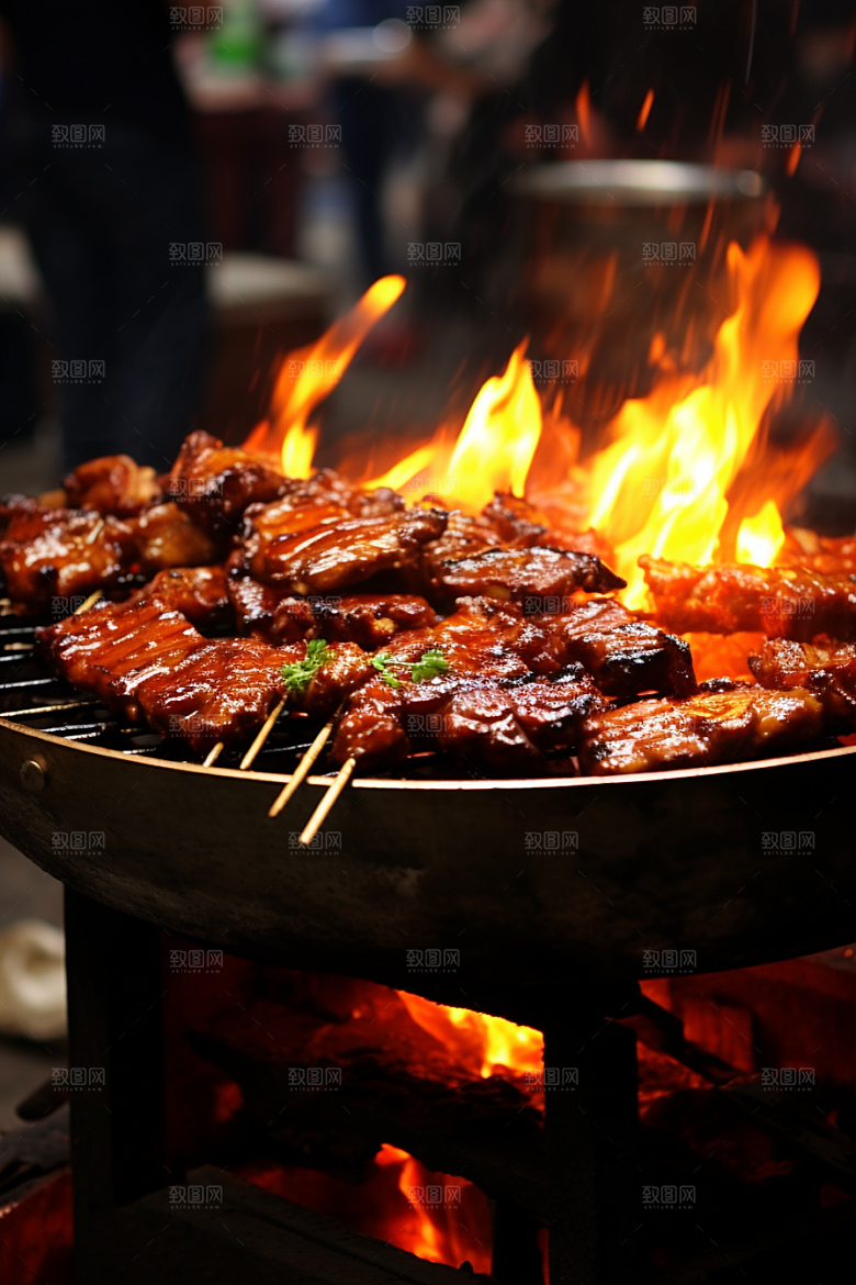 BBQ烧烤肉食广告摄影图