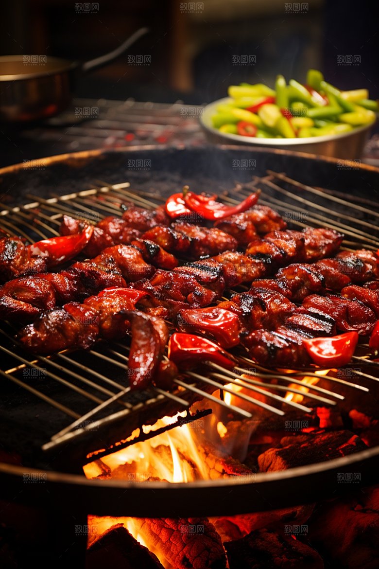BBQ烧烤肉食聚会摄影图