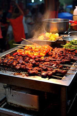 BBQ烧烤烤串美食摄影图