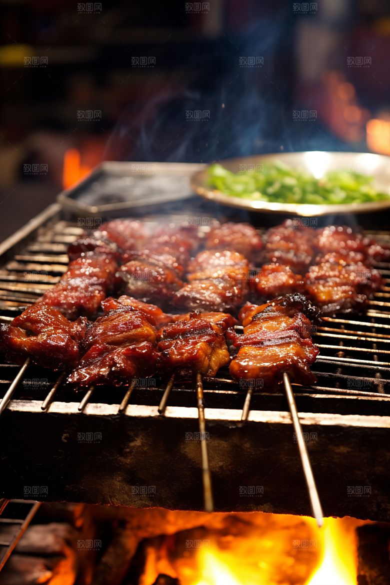 BBQ烧烤聚餐肉食摄影图