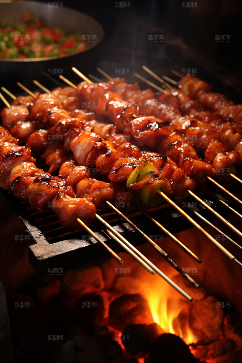 BBQ烧烤肉串聚餐摄影图