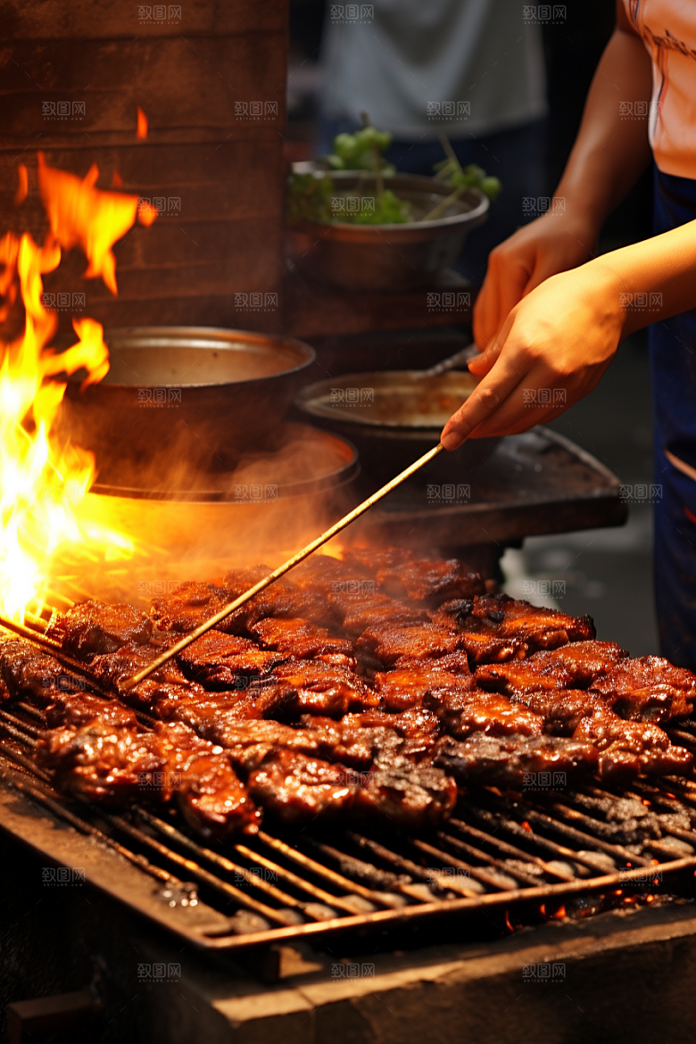 BBQ烧烤美味聚餐摄影图