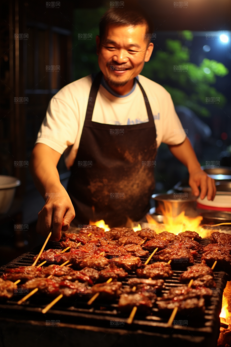 BBQ烧烤火辣肉类摄影图