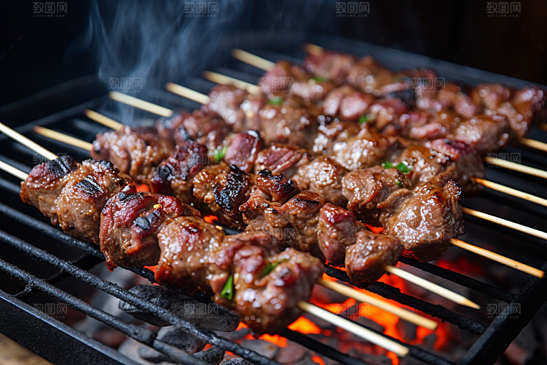 BBQ烧烤烤串肉串摄影图