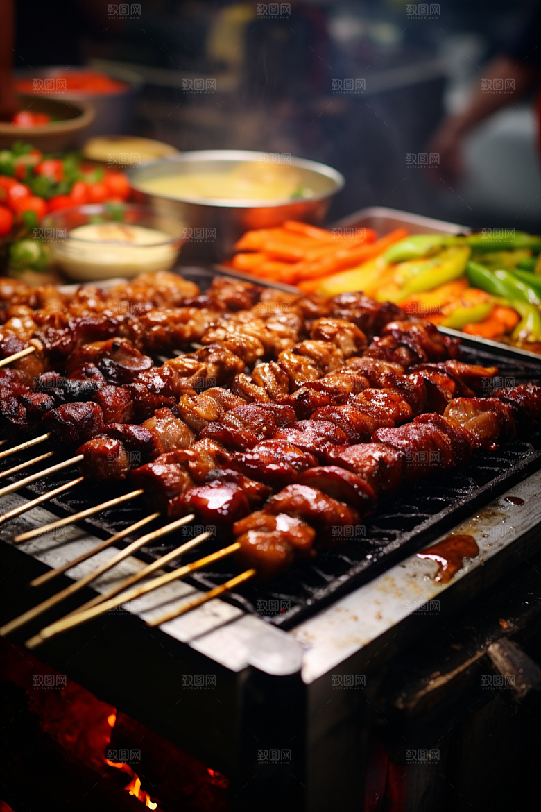 BBQ烧烤烤串高清摄影图