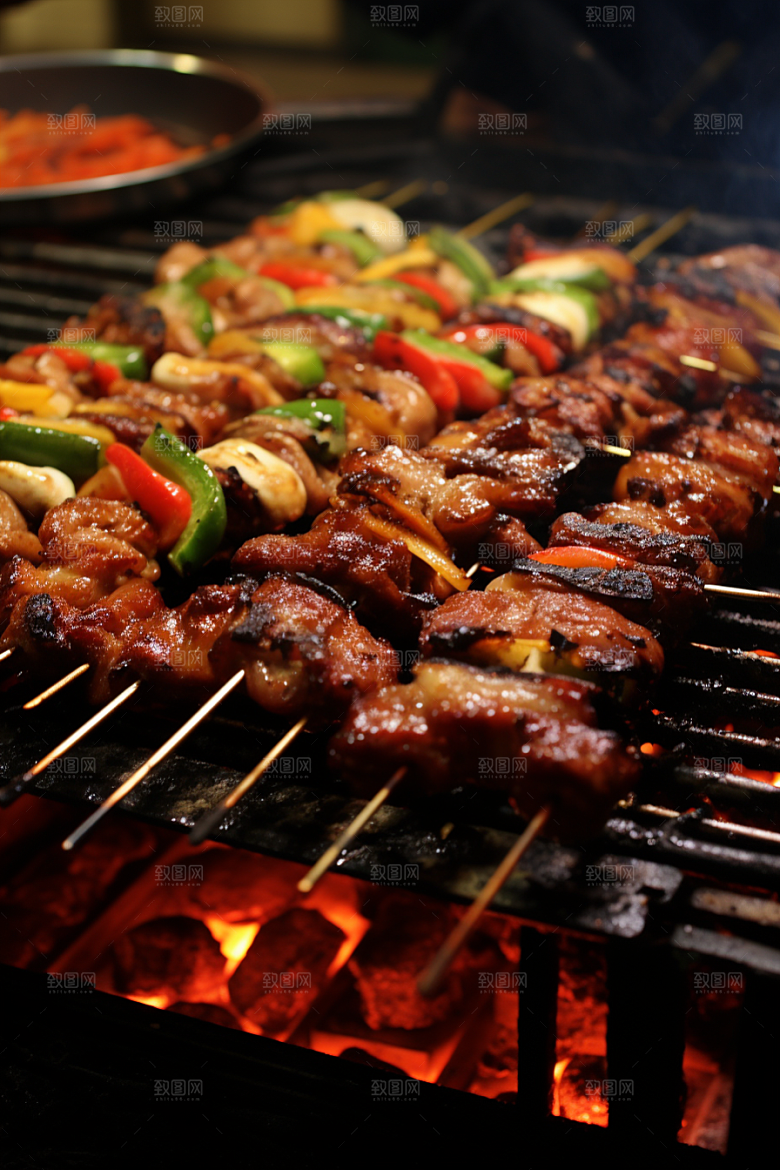 BBQ烧烤烤串肉食摄影图