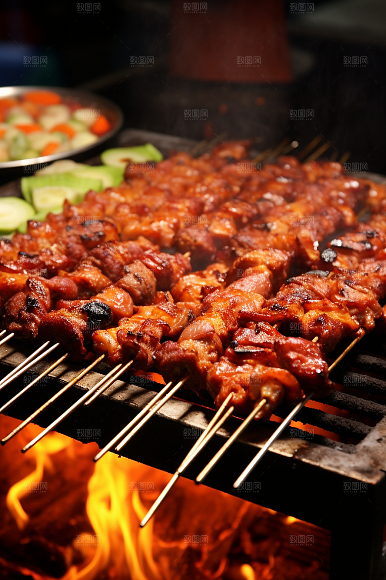 BBQ烧烤美味肉串摄影图