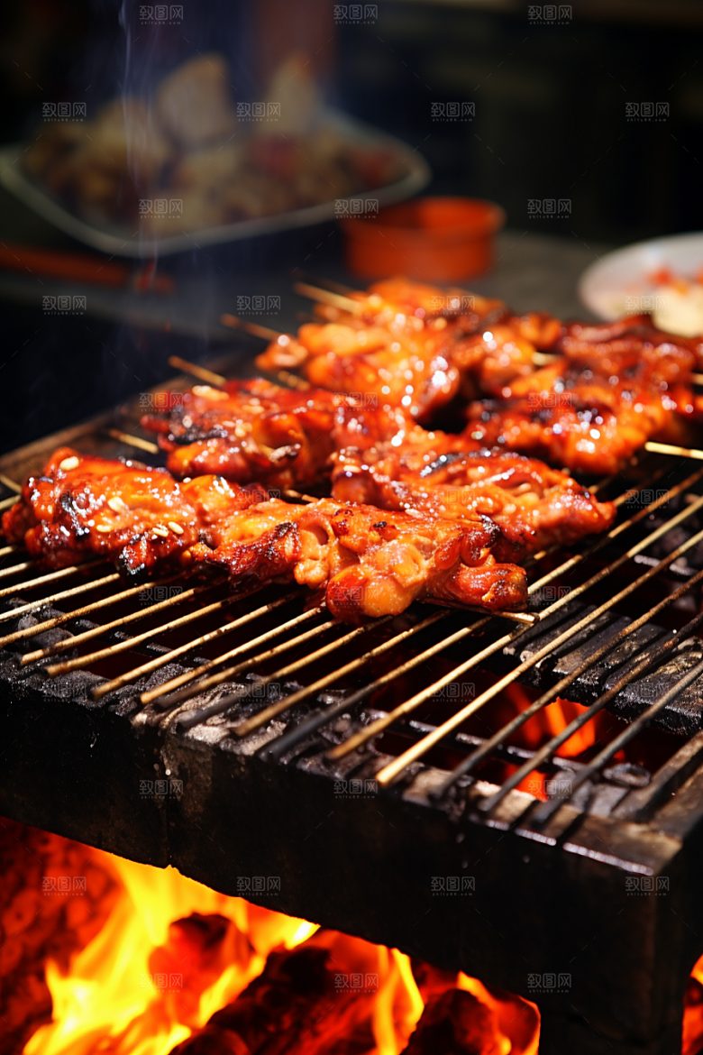 BBQ烧烤美味烤串摄影图