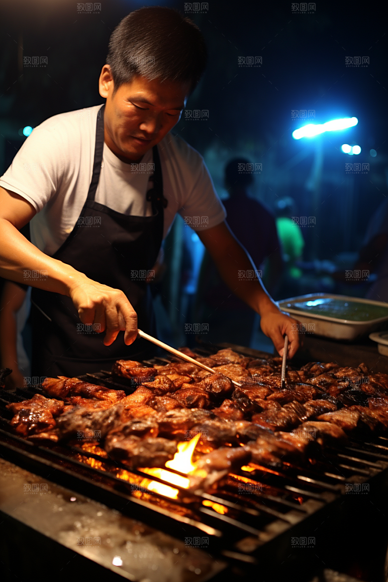 BBQ烧烤肉串肉食摄影图