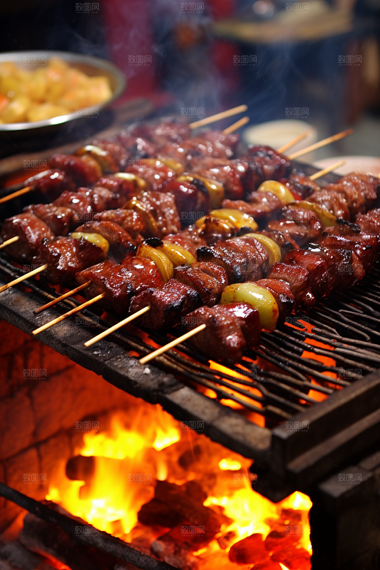 BBQ烧烤肉食聚餐摄影图