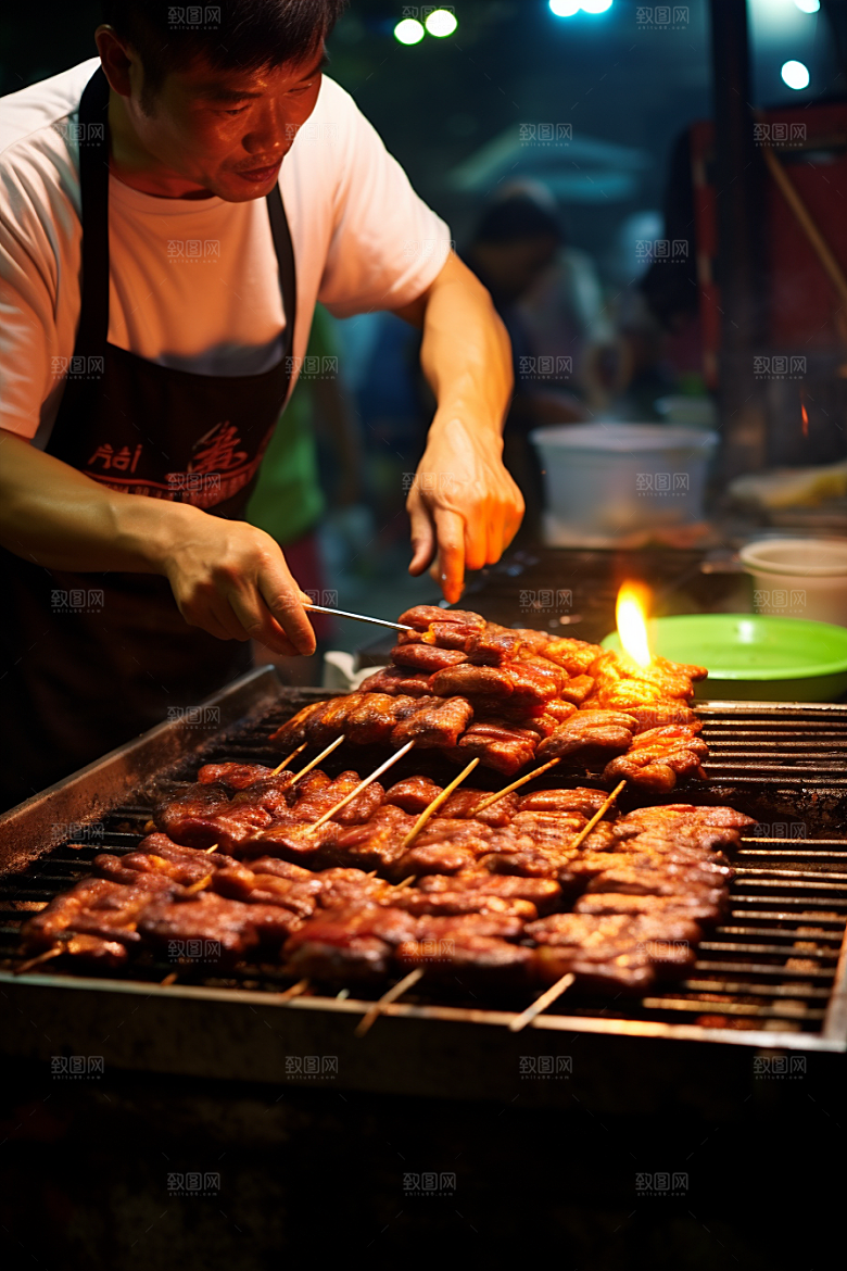 BBQ烧烤火辣肉类摄影图
