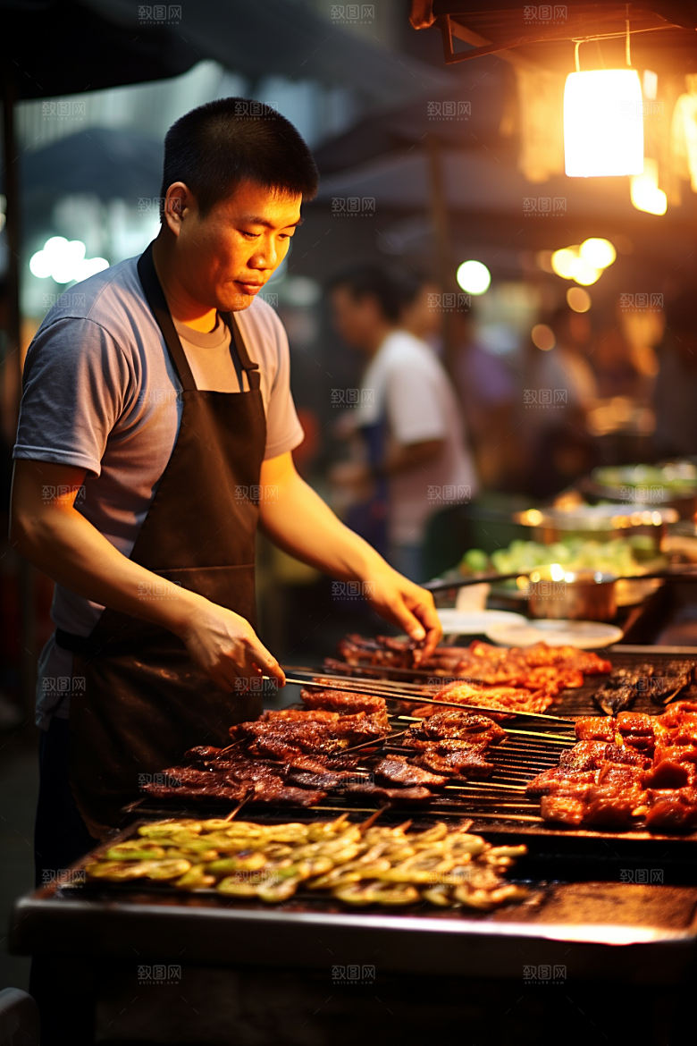 BBQ烧烤肉类美食摄影图