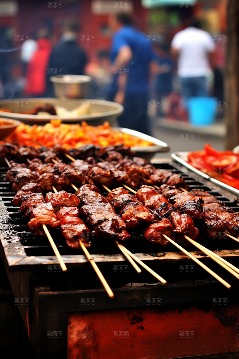 BBQ烧烤火辣肉食摄影图