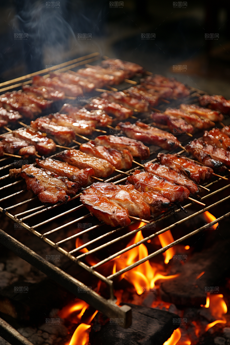 BBQ烧烤高清肉串摄影图