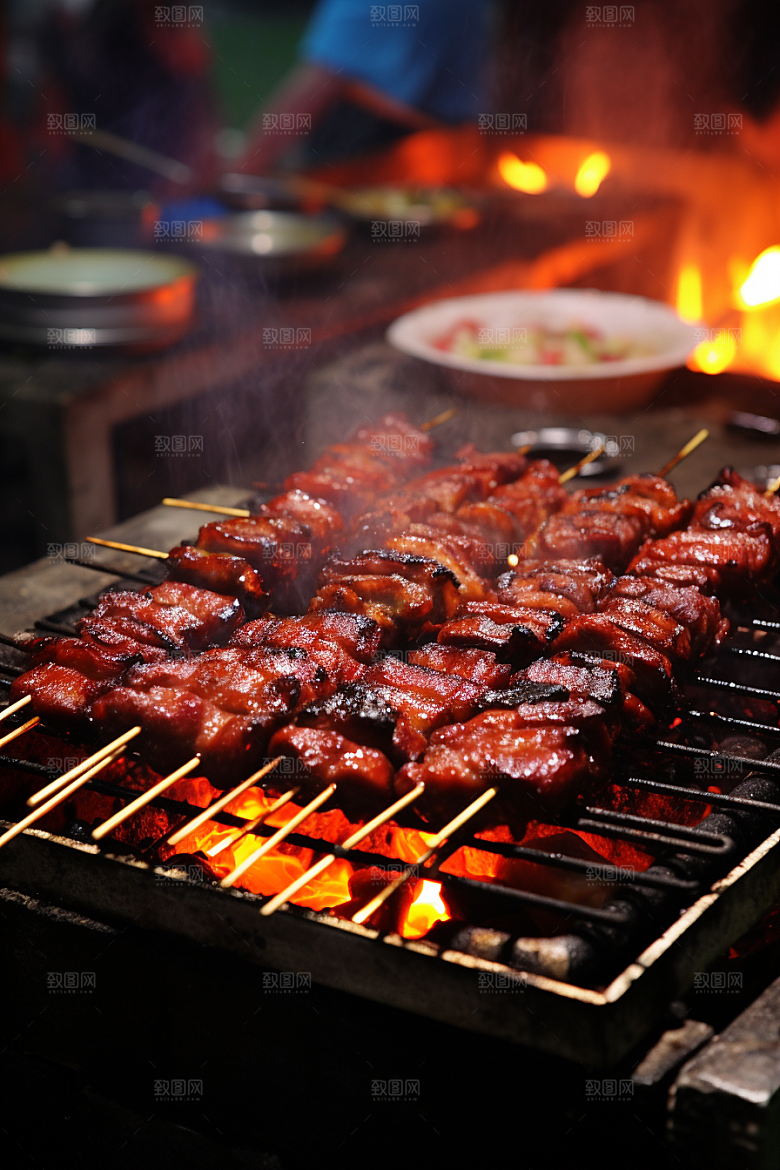 BBQ烧烤聚会美食摄影图