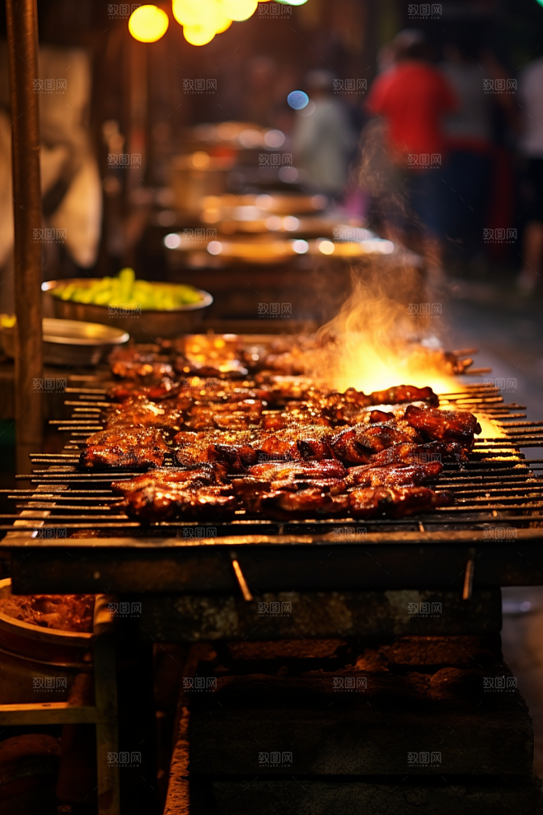 BBQ烧烤肉串肉食摄影图
