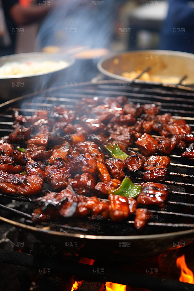 BBQ烧烤美食聚餐摄影图