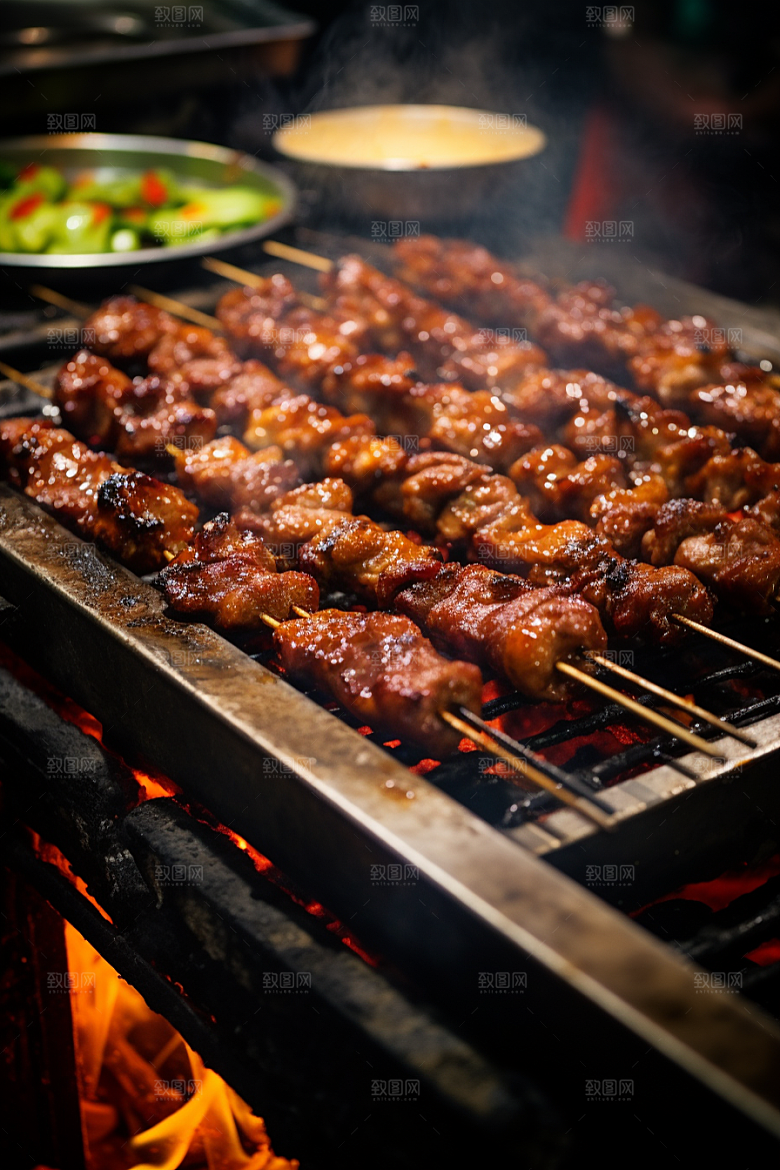 BBQ烧烤肉食聚餐摄影图