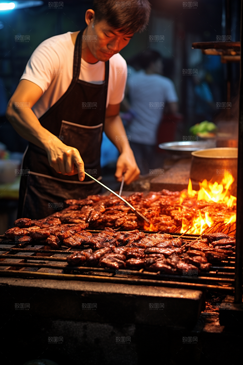 BBQ烧烤烤串火辣摄影图