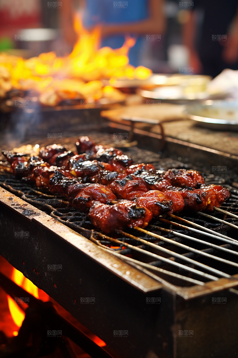 BBQ烧烤美食聚餐摄影图
