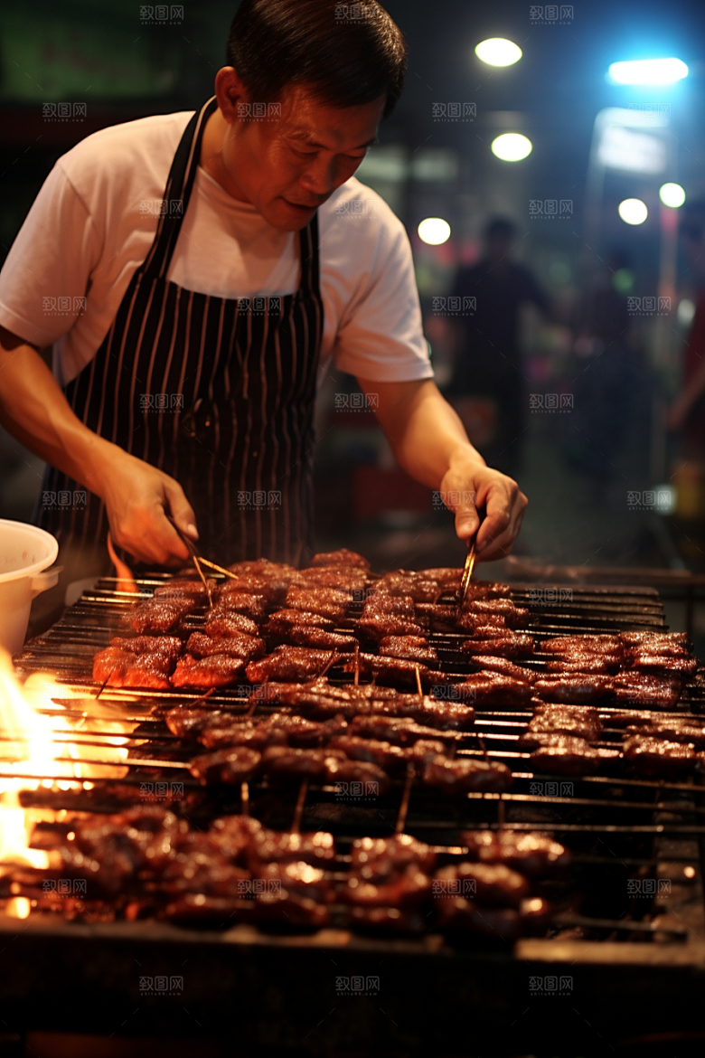 BBQ烧烤肉串聚餐摄影图