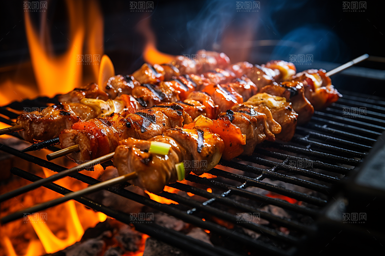 BBQ烧烤肉类火热摄影图