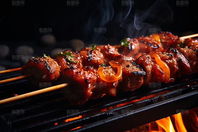 BBQ烧烤肉串高清摄影图