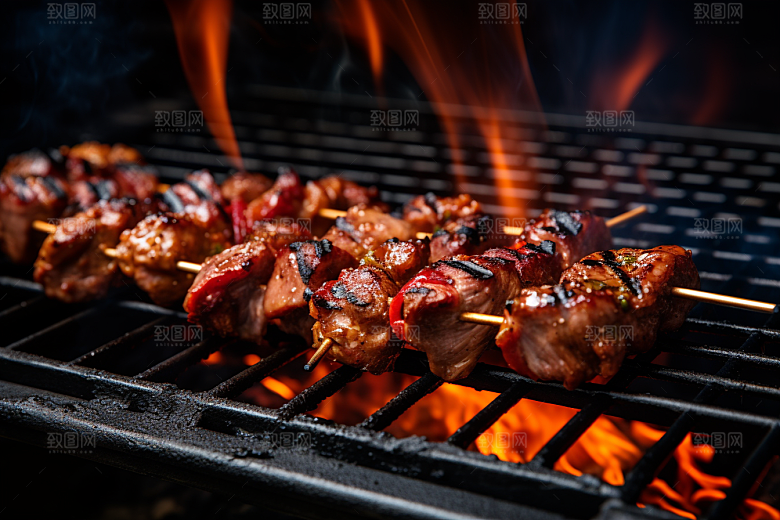 BBQ烧烤聚餐烤串摄影图