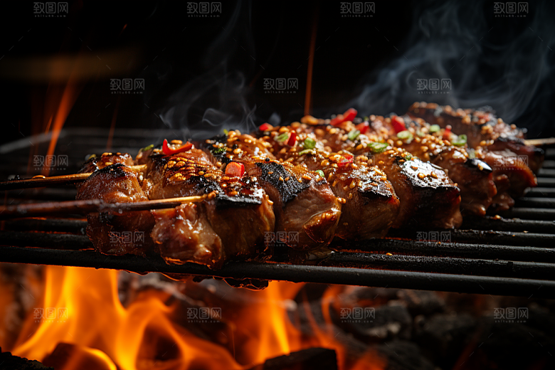 BBQ烧烤美味烤串摄影图