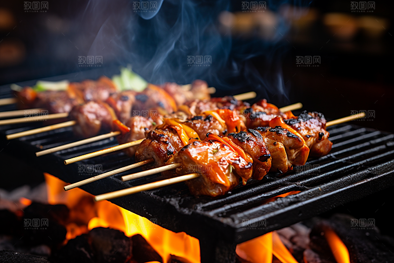 BBQ烧烤肉食聚会摄影图