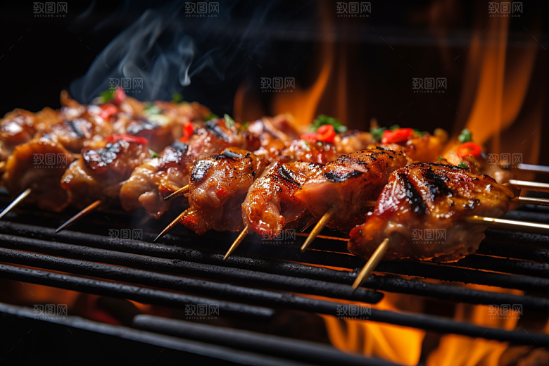 BBQ烧烤肉类美食摄影图