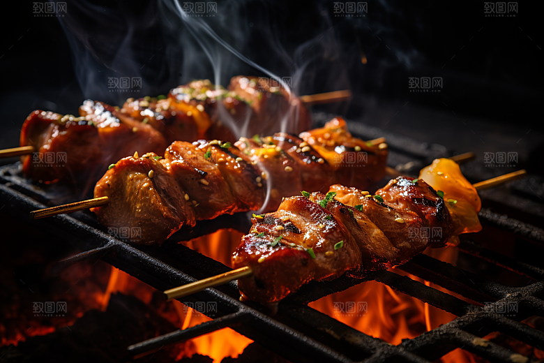 BBQ烧烤美味肉串摄影图