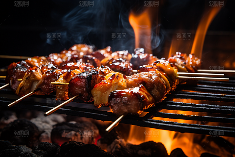 BBQ烧烤烤串肉串摄影图