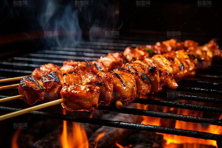 BBQ烧烤美味烤串摄影图